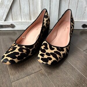 Kate Spade‎ Leopard Print Cow Fur Fall Holidays Classic Block Heel 7M